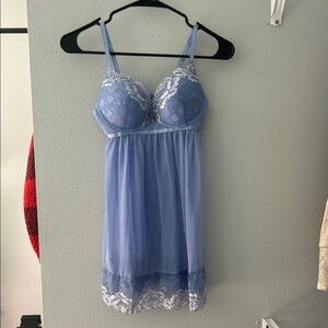 Elegant Blue Lace Chemise